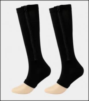 Preview: Kompressionsstrümpfe mit Reißverschluss 18-21 mmHg und offenen Zehenbereich 3 Paar